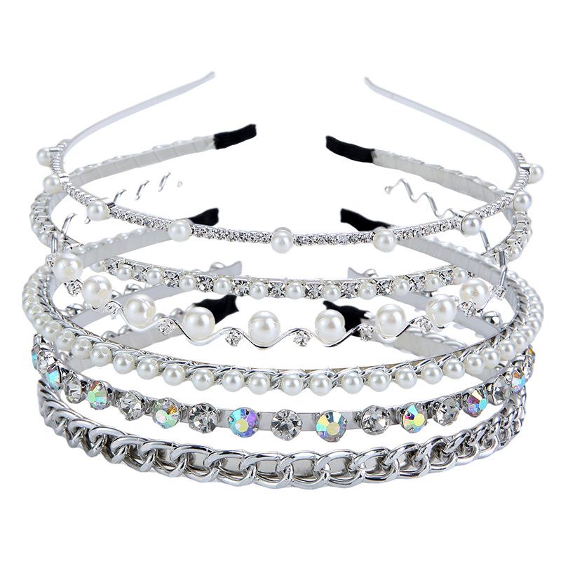 New Silver Pearl Rhinestone Bridal Headpiece Set - Narrow Metal Headbands with Hair Accessories
New Silver Pearl Rhinestone Bridal Headpiece Set - Narrow Metal Headbands with Hair Accessories