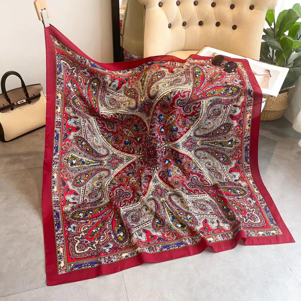110*110cm National Russian Scarf Women Retro Floral Print Square Bandana Ethnic Style Ukrainian Shawl Babushka Hijab Head Wraps 110X110cm
110*110cm National Russian Scarf Women Retro Floral Print Square Bandana Ethnic Style Ukrainian Shawl Babushka Hijab Head Wraps 110X110cm