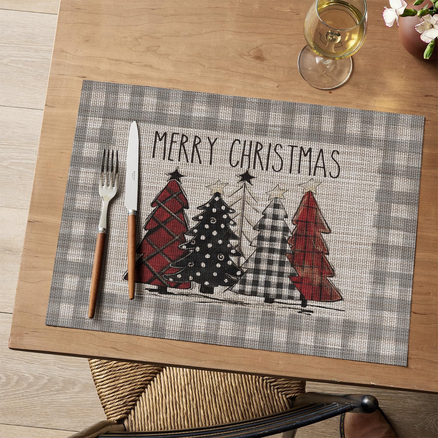 Green Merry Christmas Vinyl Placemats Set of 4, 12x18 Inch Washable Non-Slip Woven Buffalo Plaid Plastic Winter Table Mat 12 x 18 , Rectangular 4 Pcs
Green Merry Christmas Vinyl Placemats Set of 4, 12x18 Inch Washable Non-Slip Woven Buffalo Plaid Plastic Winter Table Mat 12 x 18 , Rectangular 4 Pcs
