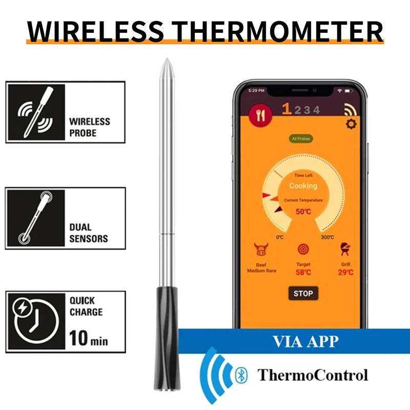 New Wireless Meat Food Thermometer for Oven Grill BBQ Smoker Kitchen Smart Digital Bluetooth Barbecue Thermometer Temperature
New Wireless Meat Food Thermometer for Oven Grill BBQ Smoker Kitchen Smart Digital Bluetooth Barbecue Thermometer Temperature