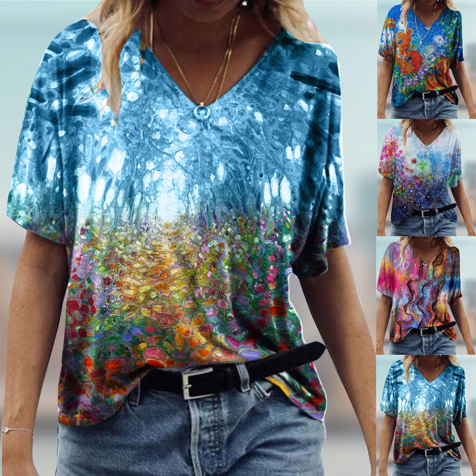 Модные женские пуловеры с v-образным вырезом и коротким рукавом с пейзажным принтом, легкая блузка
Модные женские пуловеры с v-образным вырезом и коротким рукавом с пейзажным принтом, легкая блузка