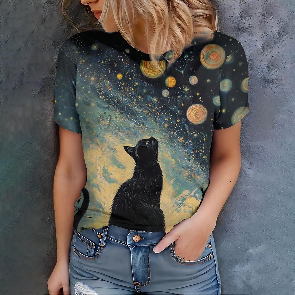 Unique Planet Cat Pattern Women s T-shirt, Black Mysterious Style, Fashion Trend New Product -2025 Summer New Product XS
Unique Planet Cat Pattern Women s T-shirt, Black Mysterious Style, Fashion Trend New Product -2025 Summer New Product XS
