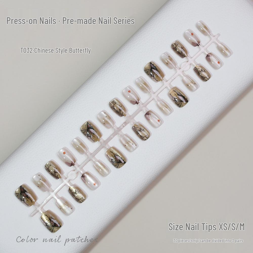 Chinese Style Cat Eye Press-On Nail Tips with Butterfly Design - Xiaohongshu Trendy Short T Size
Chinese Style Cat Eye Press-On Nail Tips with Butterfly Design - Xiaohongshu Trendy Short T Size