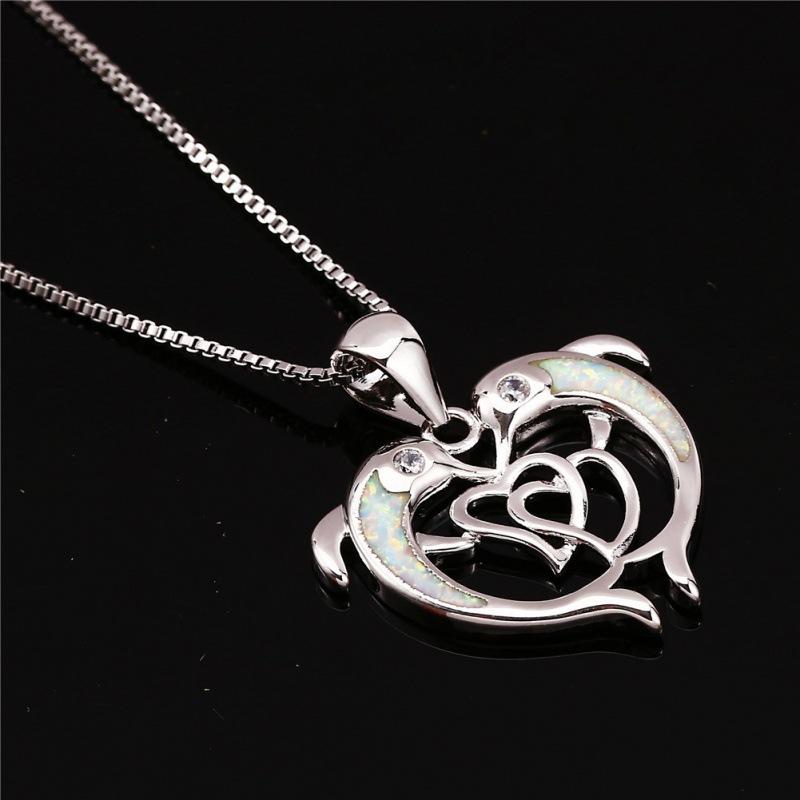 Fashion Blue Platinum White Two Dolphins Double Heart Pendant Necklace Female
Fashion Blue Platinum White Two Dolphins Double Heart Pendant Necklace Female