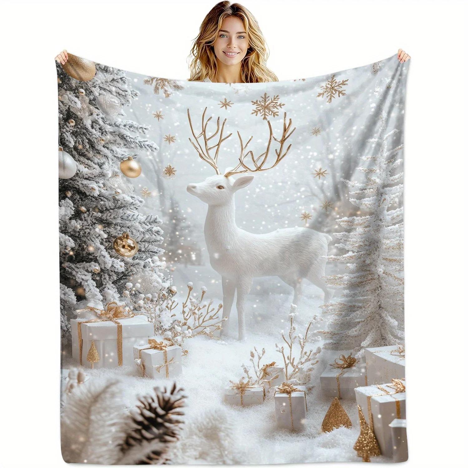 Reindeer Snowflake Flannel Throw Blanket, Soft Knitted Polyester Blanket for Sofa Bed, Cozy Winter Home Decor Gift, All Season 70x100cm білий
Reindeer Snowflake Flannel Throw Blanket, Soft Knitted Polyester Blanket for Sofa Bed, Cozy Winter Home Decor Gift, All Season 70x100cm білий