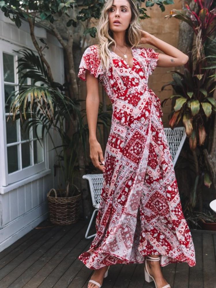 V-Neck Short Sleeve Floral Print Maxi Dress with Side Slit, Bohemian Summer Dress for Women XXL
V-Neck Short Sleeve Floral Print Maxi Dress with Side Slit, Bohemian Summer Dress for Women XXL
