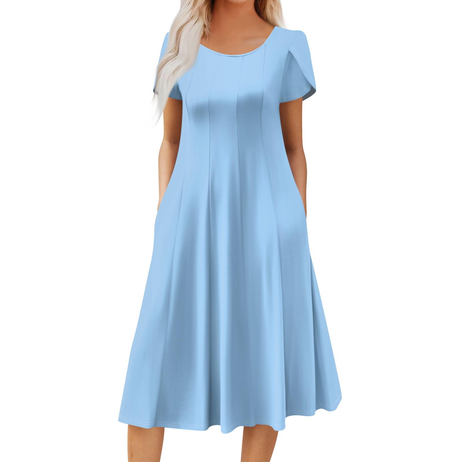 Жіноча жіноча повсякденна модна сукня міді з круглим вирізом і короткими рукавами Модна весільна сукня для гостей XXXL синій
Жіноча жіноча повсякденна модна сукня міді з круглим вирізом і короткими рукавами Модна весільна сукня для гостей XXXL синій