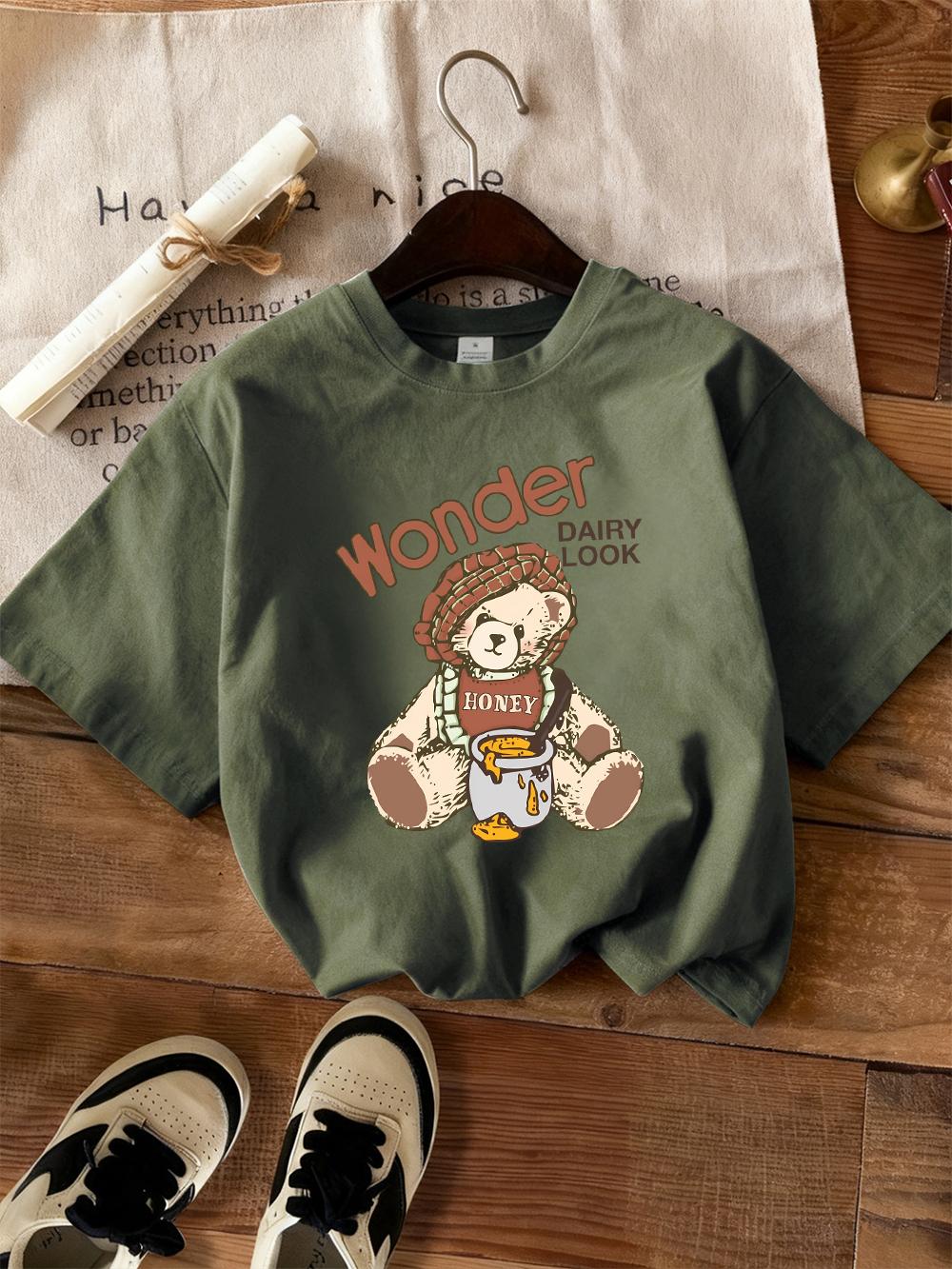 Honey Bear Cartoons Printing TShirt Womens Basics Comfortable T Shirts Soft Loose Short Sleeve Tops Summer ONeck Woman Clothes S
Honey Bear Cartoons Printing TShirt Womens Basics Comfortable T Shirts Soft Loose Short Sleeve Tops Summer ONeck Woman Clothes S