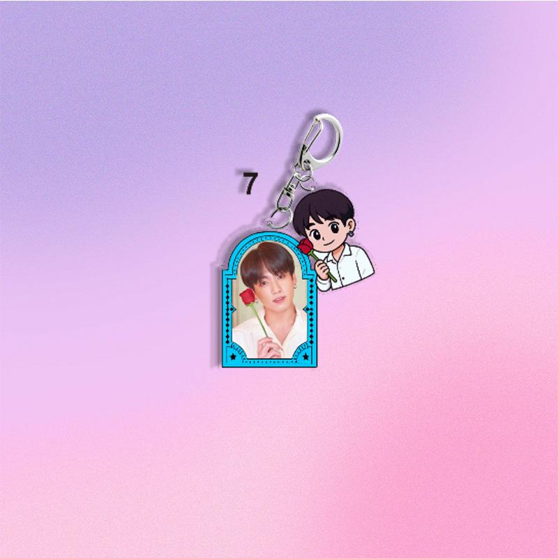 BTS Q-version Cartoon Characters Holding Roses Keychains, Bag Charms, Clothing Accessories, Celebrity Merchandise Support Items. JUNGKOOK
BTS Q-version Cartoon Characters Holding Roses Keychains, Bag Charms, Clothing Accessories, Celebrity Merchandise Support Items. JUNGKOOK