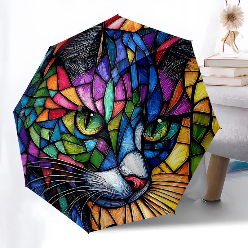 1pc Stained Glass Cat Design Automatic Opening/Closing Umbrella - Portable Tri-Fold Design, 8-Rib Iron Frame Outdoor Umbrella, Perfect Gift for Fans,
1pc Stained Glass Cat Design Automatic Opening/Closing Umbrella - Portable Tri-Fold Design, 8-Rib Iron Frame Outdoor Umbrella, Perfect Gift for Fans,