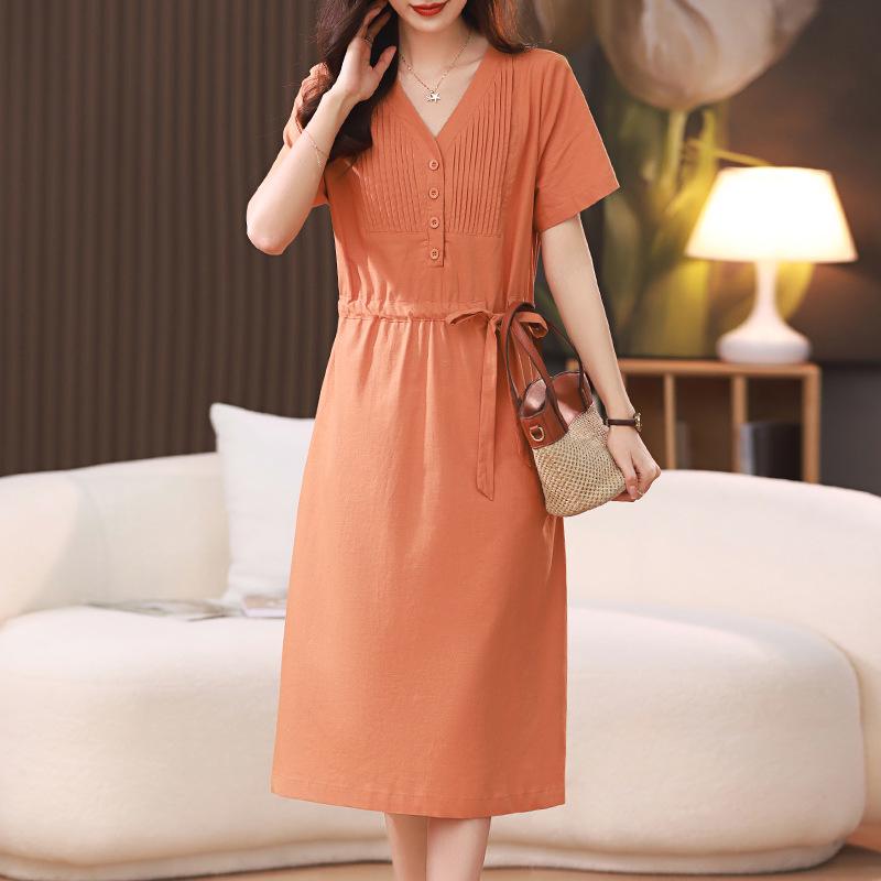 Летнее платье миди с V-образным вырезом, приталенное, из хлопка и льна, для женщин среднего возраста, 2025 M оранжевый
Летнее платье миди с V-образным вырезом, приталенное, из хлопка и льна, для женщин среднего возраста, 2025 M оранжевый