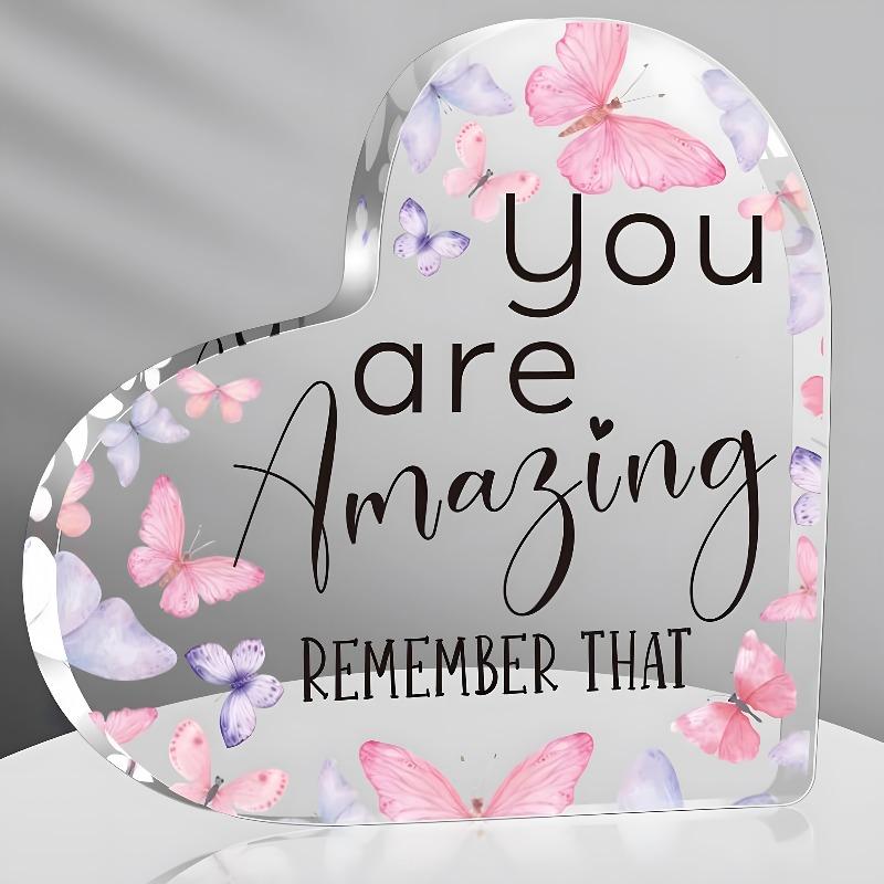 2D Flat You Are Amazing Vintage-Inspired Acrylic Heart Keepsake Tabletop Decor, Pink Butterfly Design, Suitable for Wall Decoration, Porch, Room, Vi 10*10CM
2D Flat You Are Amazing Vintage-Inspired Acrylic Heart Keepsake Tabletop Decor, Pink Butterfly Design, Suitable for Wall Decoration, Porch, Room, Vi 10*10CM
