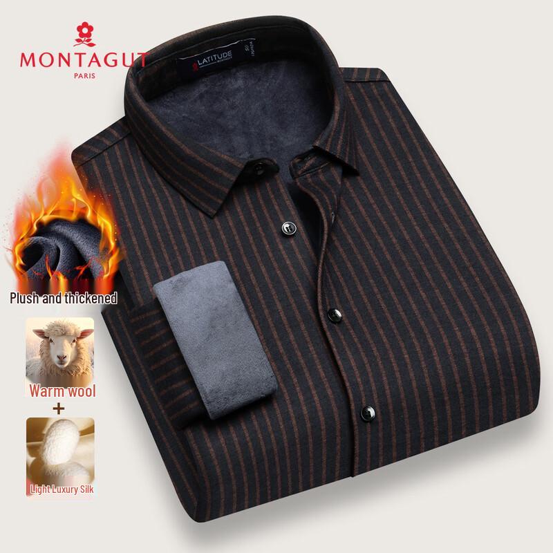 MONTAGUT Men s Wool Silk Blend Fleece-Lined Business Striped Long-Sleeve Shirt 54
MONTAGUT Men s Wool Silk Blend Fleece-Lined Business Striped Long-Sleeve Shirt 54