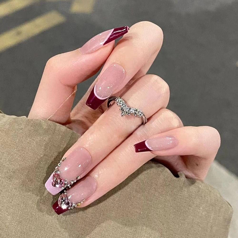 24pcs Manicure Press on Nails Full Cover Crystal Love Heart French Fake Nails Long Almond
24pcs Manicure Press on Nails Full Cover Crystal Love Heart French Fake Nails Long Almond