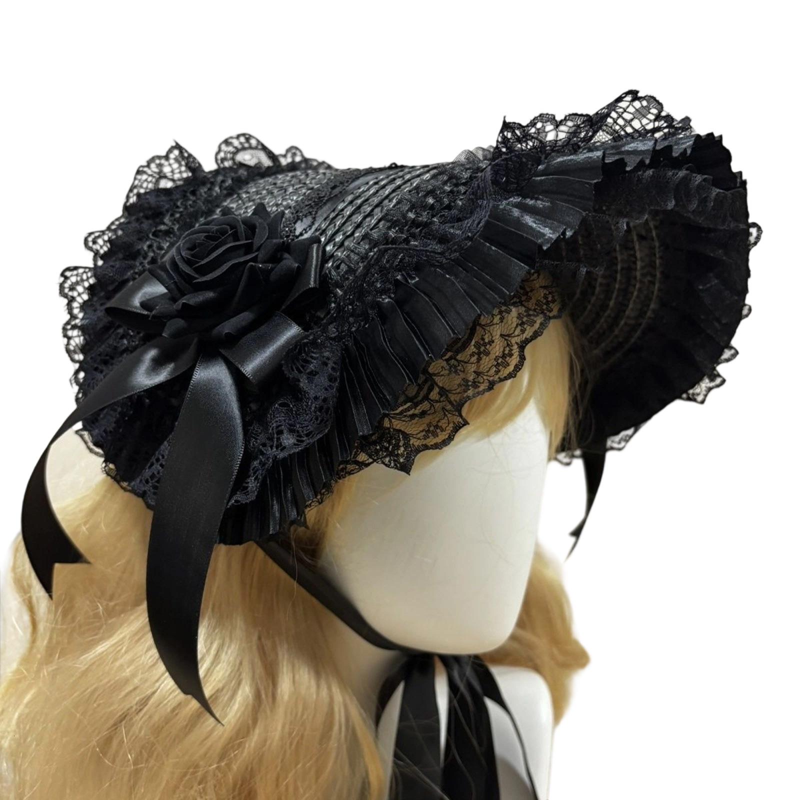 Плетеная соломенная шляпа с кружевом, дизайном в темных тонах и большим бантом. Элегантная шляпка-боннет для женщин. Для тематических вечеринок и Хэллоуина. B
Плетеная соломенная шляпа с кружевом, дизайном в темных тонах и большим бантом. Элегантная шляпка-боннет для женщин. Для тематических вечеринок и Хэллоуина. B