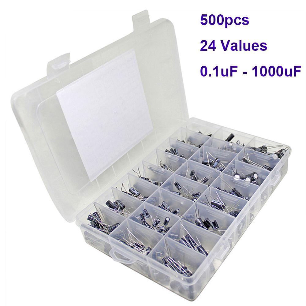 16-50V 500pcs 24 Values Assortment Kit set box Electrolytic Capacitor Capacitors 0.1uF - 1000uF чорний
16-50V 500pcs 24 Values Assortment Kit set box Electrolytic Capacitor Capacitors 0.1uF - 1000uF чорний