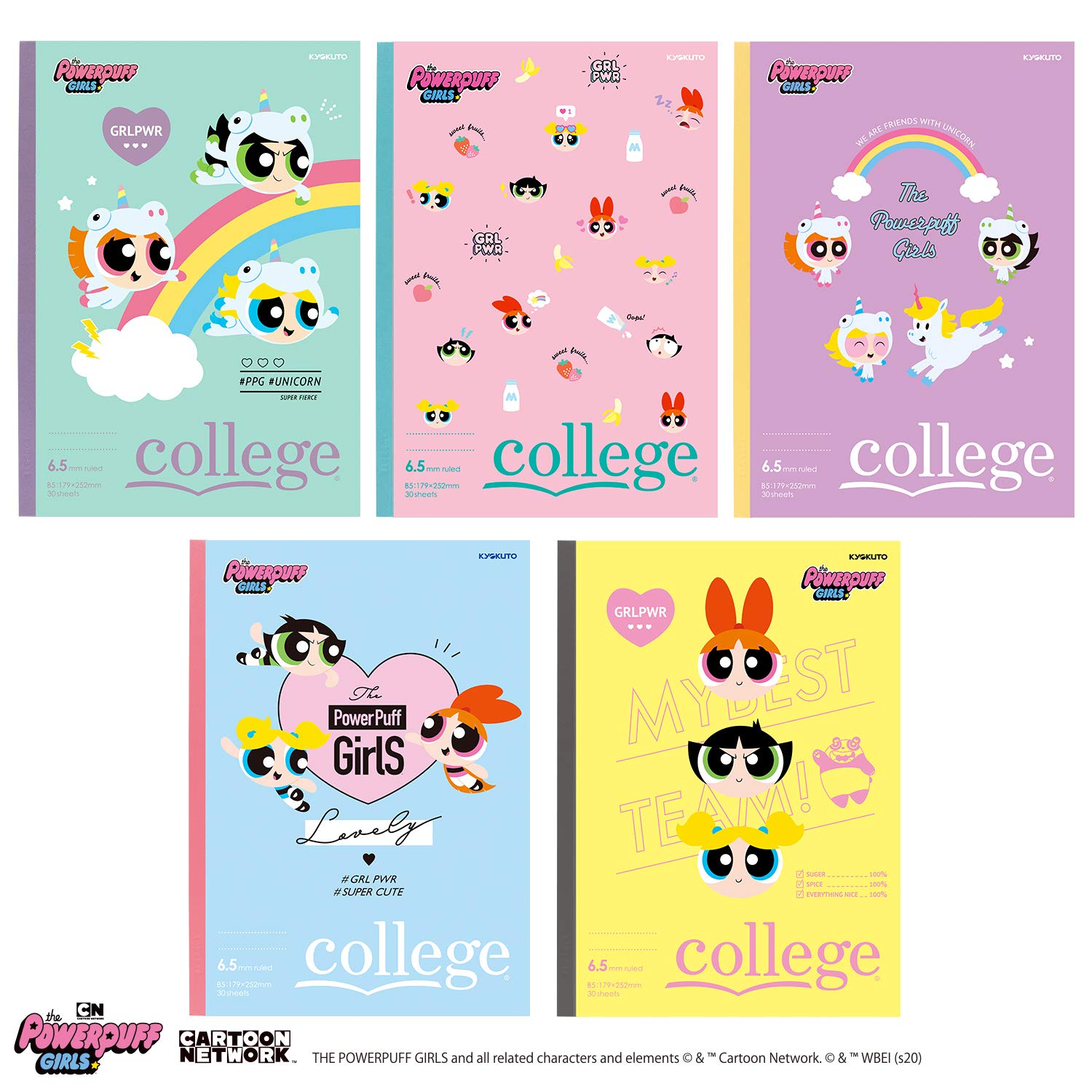 Kyokuto Notebook Powerpuff Girls B5 6.5mm Dot Ruled 5-Pack U18205
Kyokuto Notebook Powerpuff Girls B5 6.5mm Dot Ruled 5-Pack U18205