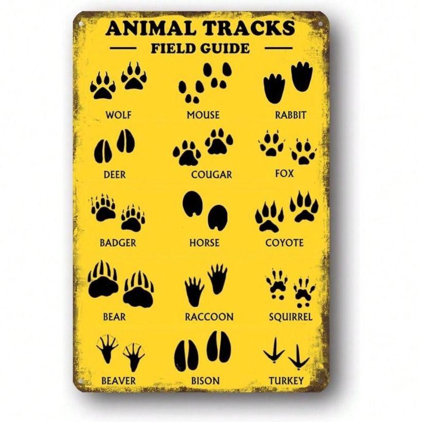 Metal Poster Wall Art, Vintage Animal Tracks Sign, Rustic Hunting Lodge Decor
Metal Poster Wall Art, Vintage Animal Tracks Sign, Rustic Hunting Lodge Decor