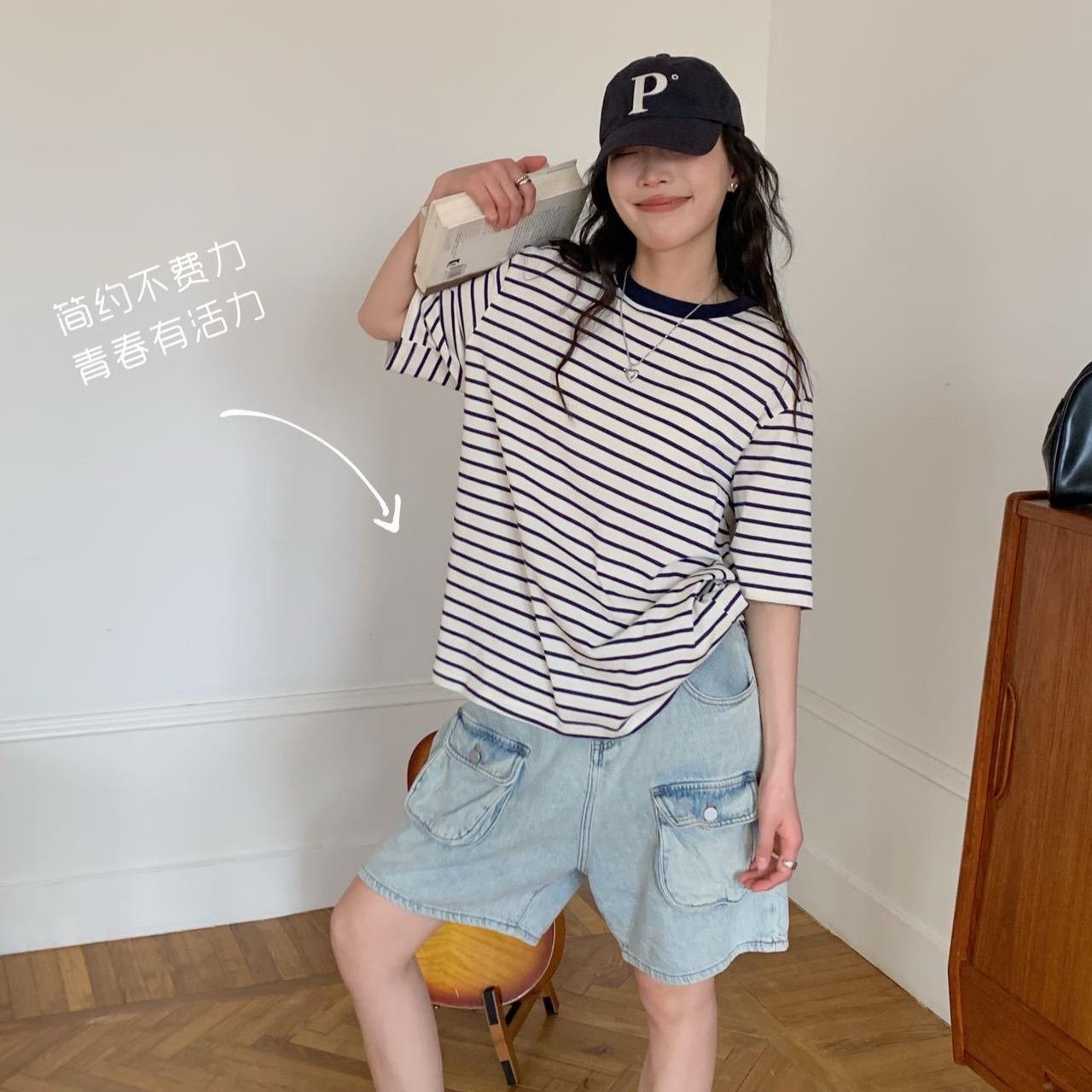 AMOMI Casual Korean Tie Pattern T-Shirt for Spring/Summer - Loose, Slim, Short-Sleeved Ladies Top One Size (85-135 cm)
AMOMI Casual Korean Tie Pattern T-Shirt for Spring/Summer - Loose, Slim, Short-Sleeved Ladies Top One Size (85-135 cm)