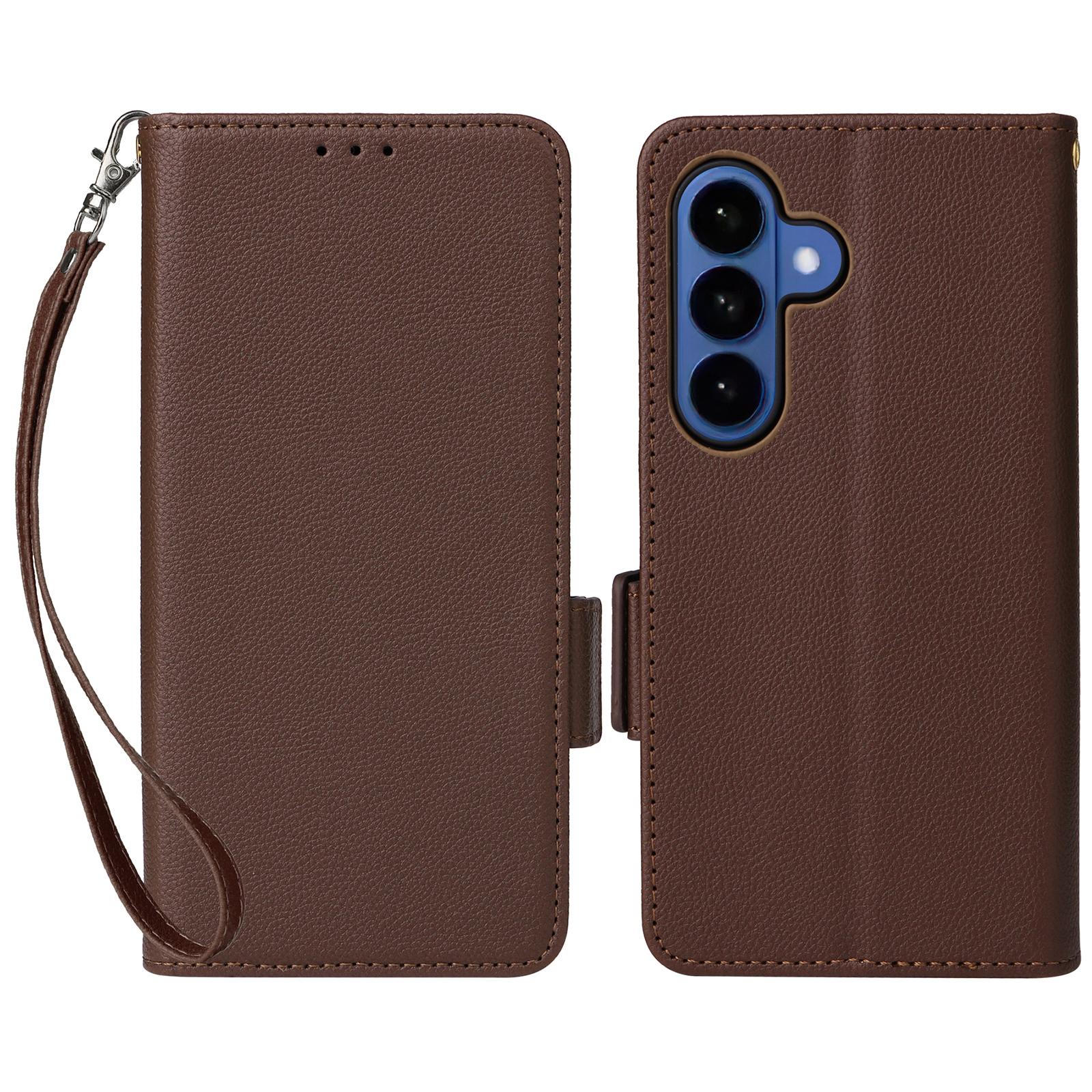 For Samsung Galaxy S26/S26 Pro Case Litchi Texture Wallet Leather Phone Cover with Wrist Strap
For Samsung Galaxy S26/S26 Pro Case Litchi Texture Wallet Leather Phone Cover with Wrist Strap