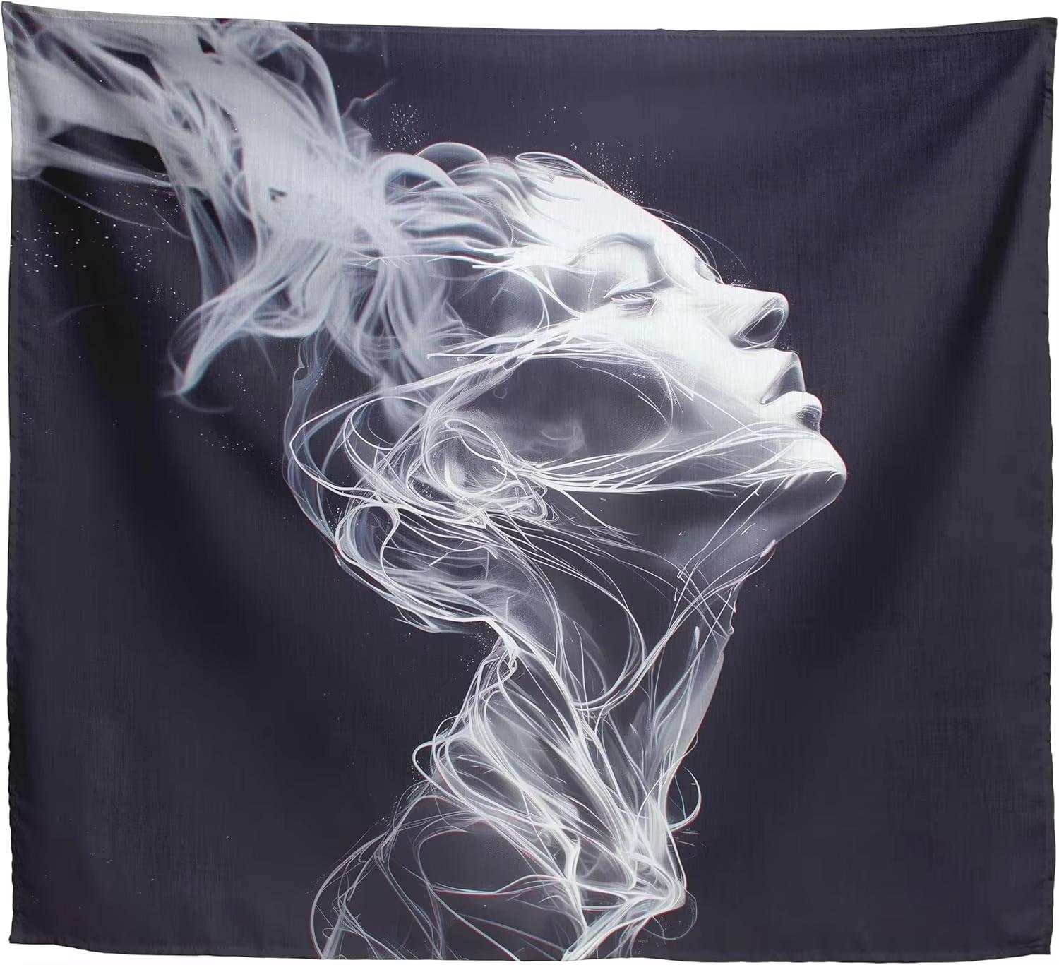 Abstract Smoke Face Tapestry Modern Fluid Line Art Black White Silhouette Portrait for Living Room Wall Decor 74x94cm(29x37in)
Abstract Smoke Face Tapestry Modern Fluid Line Art Black White Silhouette Portrait for Living Room Wall Decor 74x94cm(29x37in)