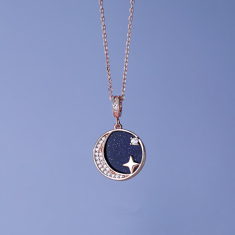 925 Sterling Silver Exquisite Zircon Moon Star Frosted Stone Necklace for Women Birthday Gift Jewelry рожевий колір золота
925 Sterling Silver Exquisite Zircon Moon Star Frosted Stone Necklace for Women Birthday Gift Jewelry рожевий колір золота