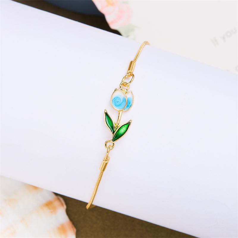 New Fashion Elegant Tulip Rose Bracelet For Women Vintage Colorful Flower Gold Color Metal Chain Bracelets Aesthetic Zircon
New Fashion Elegant Tulip Rose Bracelet For Women Vintage Colorful Flower Gold Color Metal Chain Bracelets Aesthetic Zircon