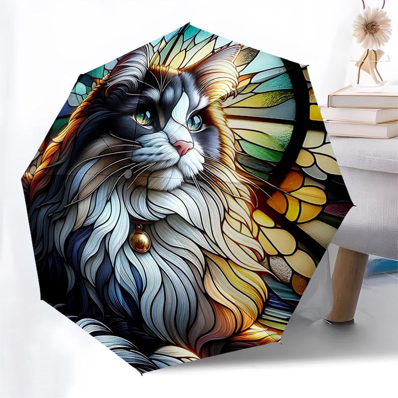 1pc Stained Glass Cat Design Automatic Opening Folding Umbrella - 8 Bone Iron Frame, Outdoor, Ideal Gift for Fans, Travelers, Daily Use.KK056
1pc Stained Glass Cat Design Automatic Opening Folding Umbrella - 8 Bone Iron Frame, Outdoor, Ideal Gift for Fans, Travelers, Daily Use.KK056