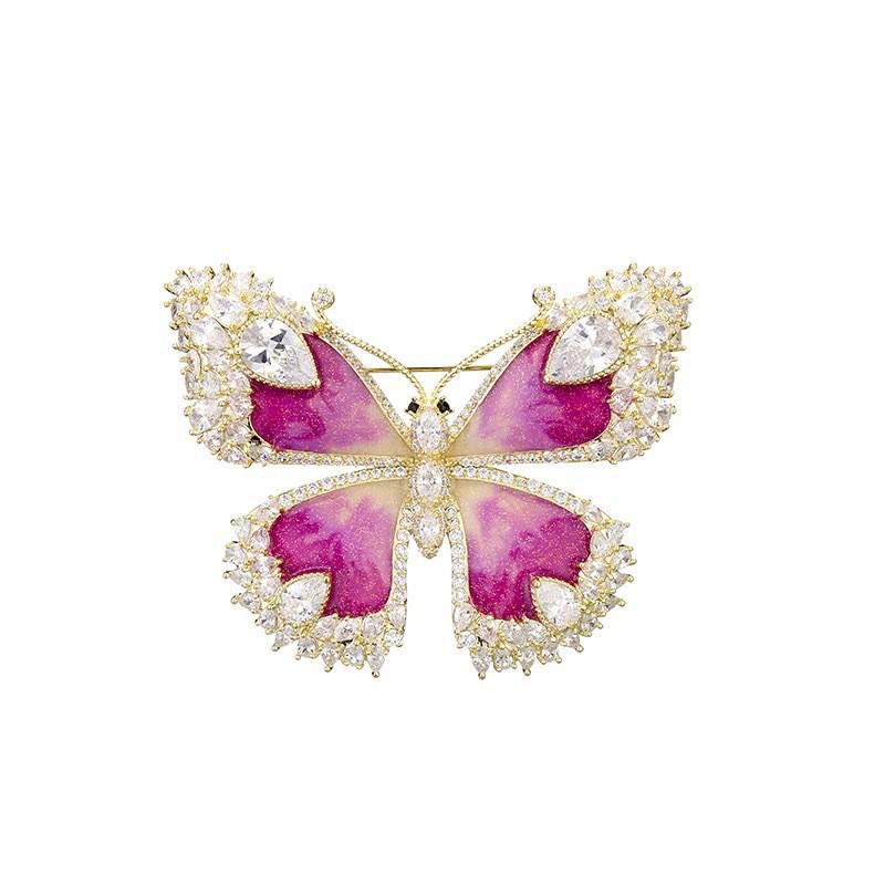 Элегантная эмалевая брошь-бабочка - Высококачественная медная булавка для модных пальто и аксессуаров для одежды розы красного