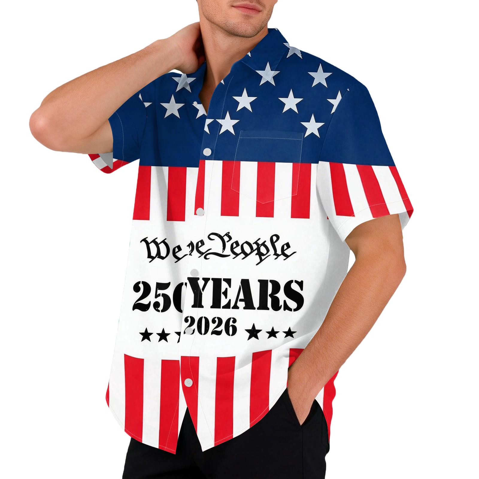 Men’s Short Sleeve Button Down Shirt with Star Print and Gradient Design 250 Anniversary Theme Casual Fit XXXL
Men’s Short Sleeve Button Down Shirt with Star Print and Gradient Design 250 Anniversary Theme Casual Fit XXXL