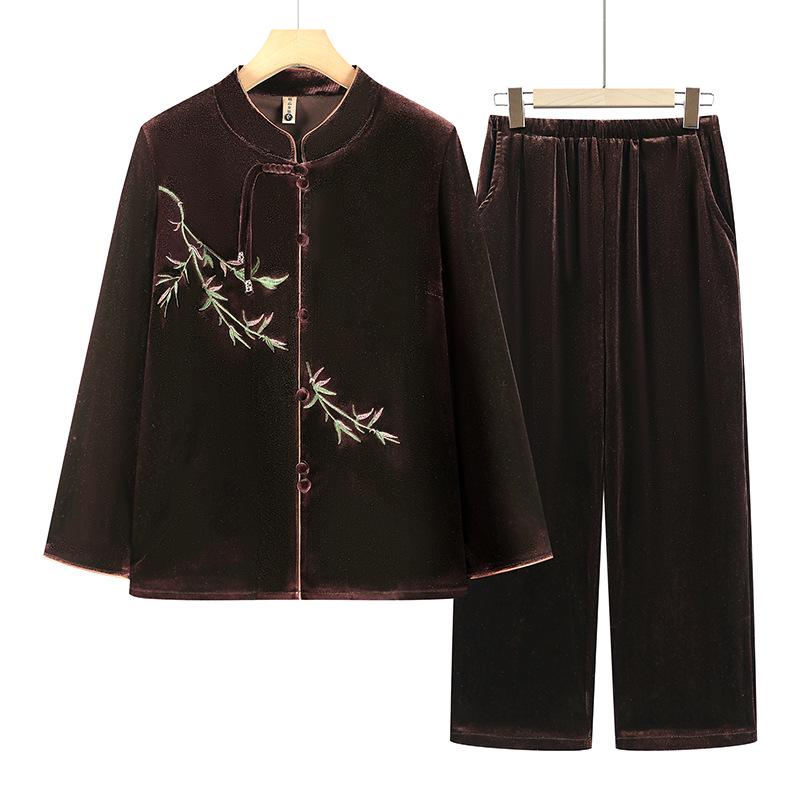 Grandma s Gold Velvet Chinese-Style Spring Suit: Long Sleeve Shirt & Pants Set for Elderly Women 2XL (suggested for 105-120 lbs) коричневий
Grandma s Gold Velvet Chinese-Style Spring Suit: Long Sleeve Shirt & Pants Set for Elderly Women 2XL (suggested for 105-120 lbs) коричневий