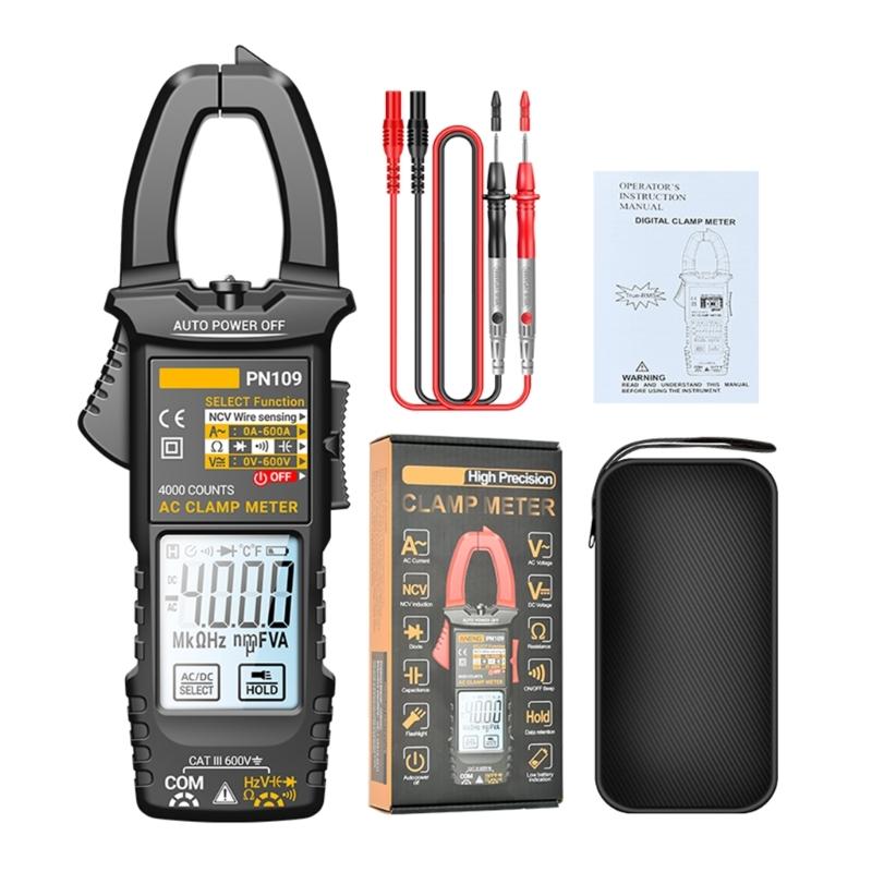 PN109 Voltage Tester 4000 Count Multimeter Clamp Meter with Backlit Buzzer Flashlight Ohmmeter Voltmeter чорний
PN109 Voltage Tester 4000 Count Multimeter Clamp Meter with Backlit Buzzer Flashlight Ohmmeter Voltmeter чорний