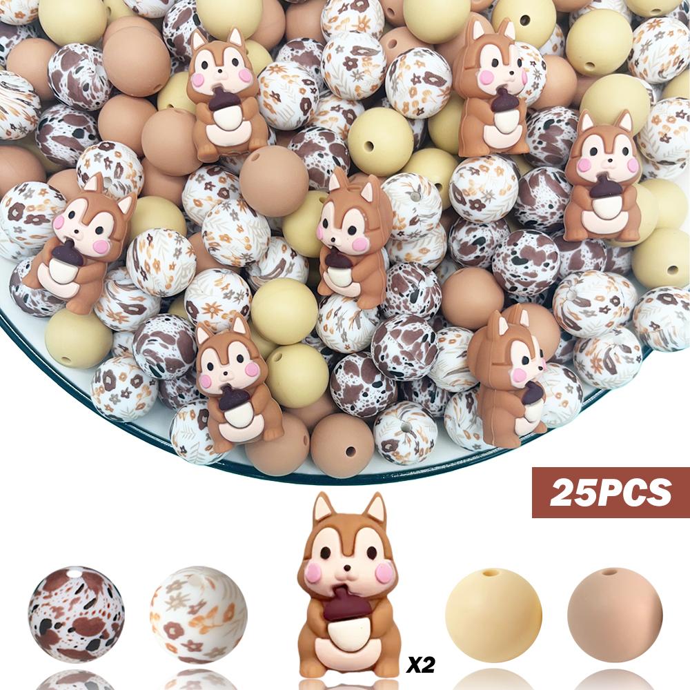 25/34PCS Cute Squirrel Silicone Bead Set, perfect for DIY handmade crafts such as keychains, necklaces, bracelets, etc
25/34PCS Cute Squirrel Silicone Bead Set, perfect for DIY handmade crafts such as keychains, necklaces, bracelets, etc
