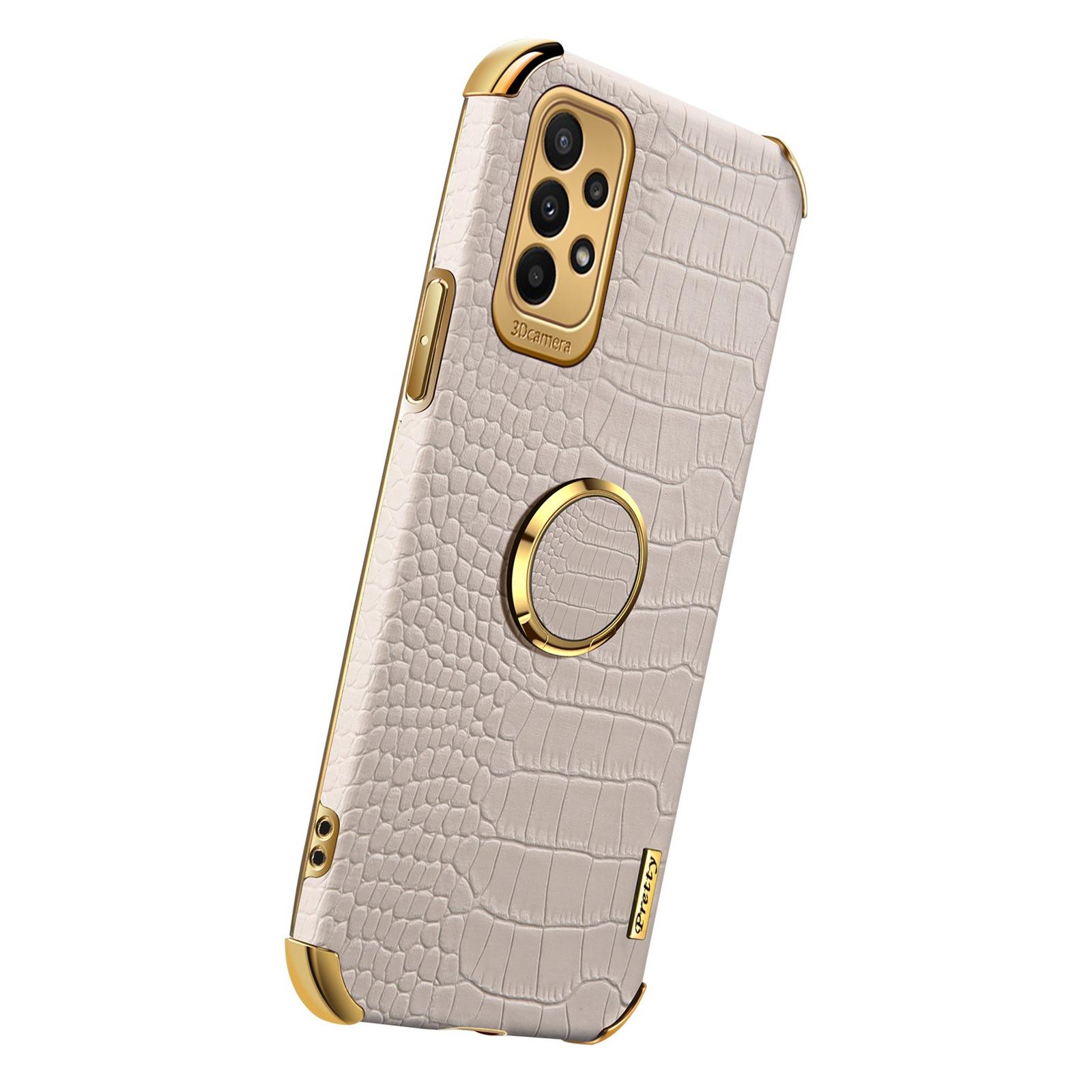 For Samsung Galaxy A23 5G (Global Version)/4G Crocodile Texture Electroplating Phone Case Ring Kickstand PU Leather Coated TPU Cover White
For Samsung Galaxy A23 5G (Global Version)/4G Crocodile Texture Electroplating Phone Case Ring Kickstand PU Leather Coated TPU Cover White