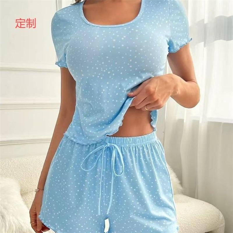 European And American Style Summer Pajamas Two-piece Casual Printed Short-sleeved T-shirt Women s Shorts Home Service Suit L зніміть синього кольору
European And American Style Summer Pajamas Two-piece Casual Printed Short-sleeved T-shirt Women s Shorts Home Service Suit L зніміть синього кольору