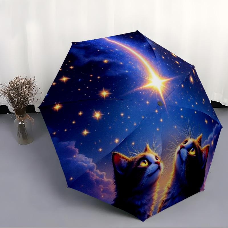 Starry Sky Kittens Folding Umbrella, Galaxy Cats Watching Shooting Star Design Umbrella
Starry Sky Kittens Folding Umbrella, Galaxy Cats Watching Shooting Star Design Umbrella