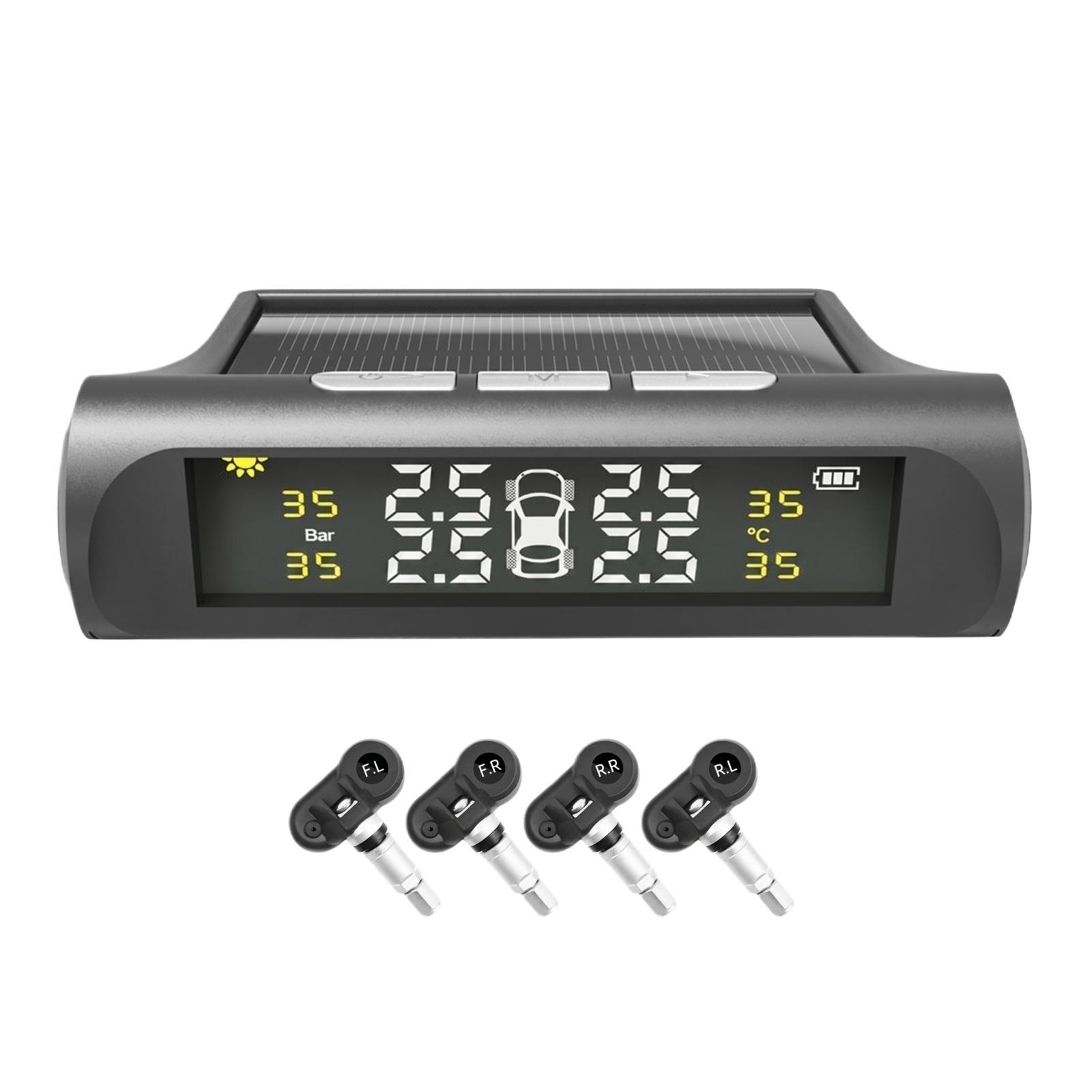 Solar Powered Tire Pressure Monitoring System with Internal Sensors for Real Time Display and Auto Alert Suitable for Most Vehicles One Size
Solar Powered Tire Pressure Monitoring System with Internal Sensors for Real Time Display and Auto Alert Suitable for Most Vehicles One Size