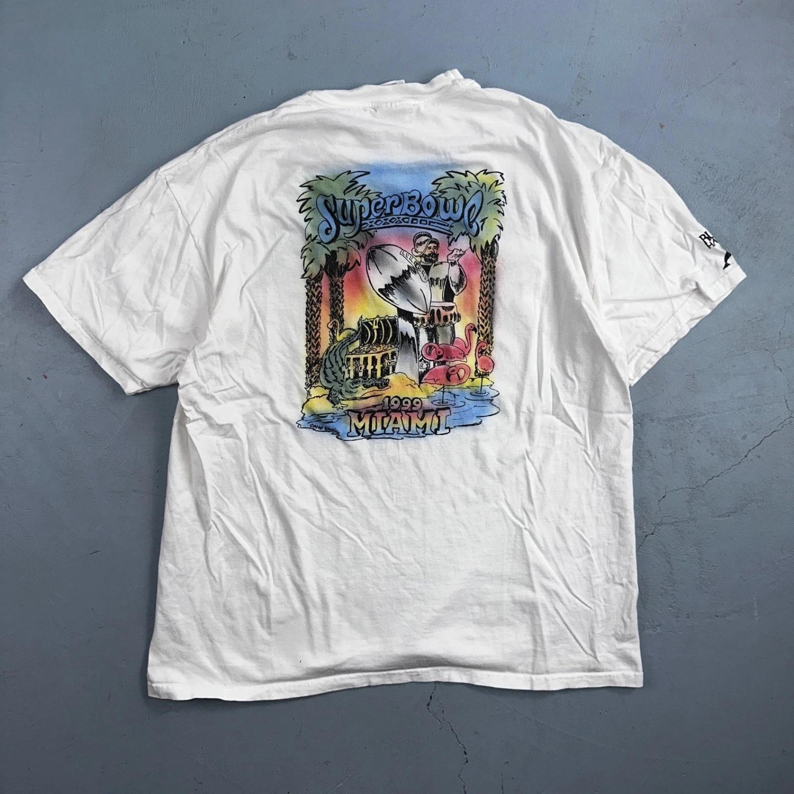 Miami Super Bowl 1999 90s VTG T Shirt Graphic Art Football Sports Dolphins XL
Miami Super Bowl 1999 90s VTG T Shirt Graphic Art Football Sports Dolphins XL