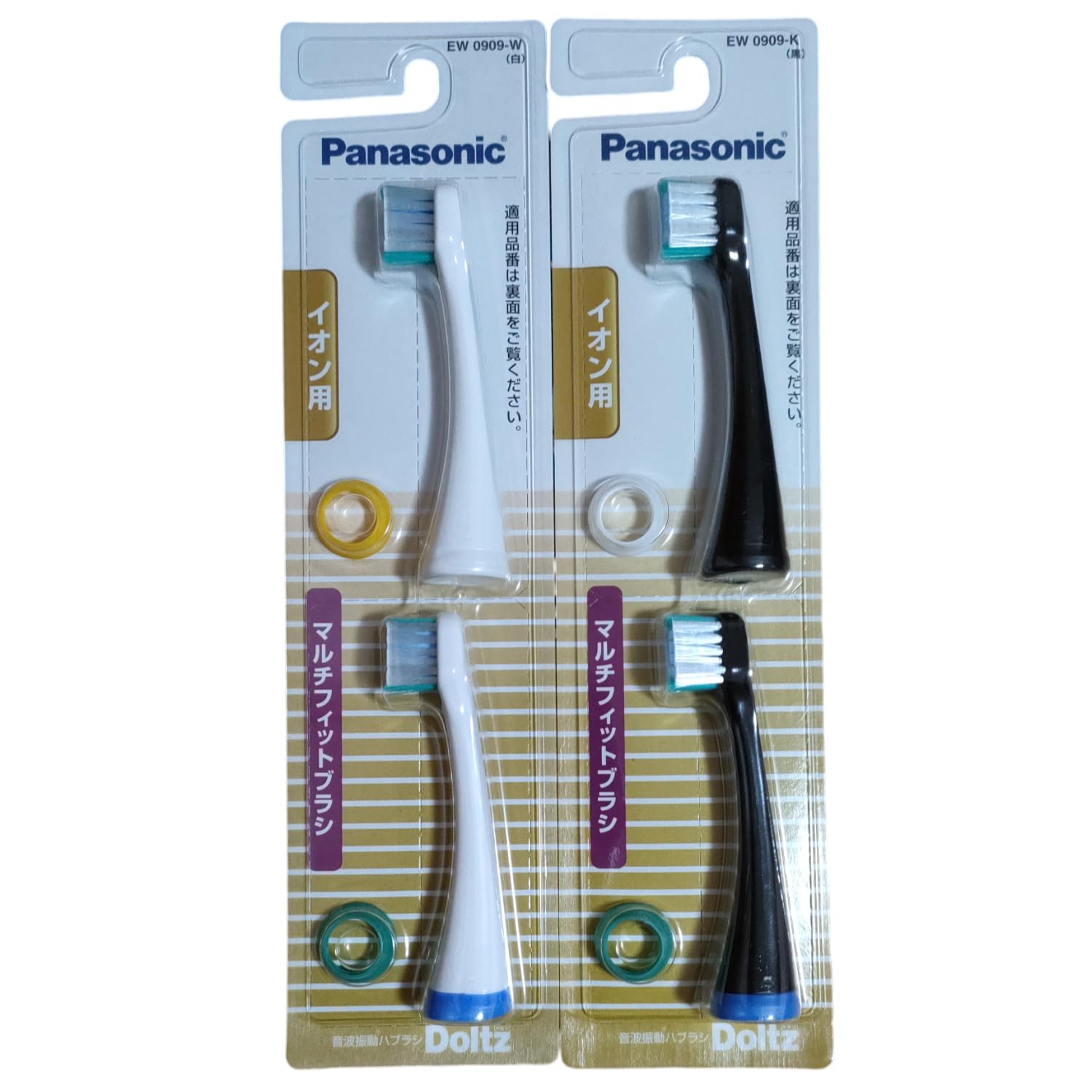 Panasonic Ion-Compatible Doltz Multi-Fit Brush, Sonic Brush, Set of 2 EW0909-W and 2 EW0909-K Brushes, Set of 2 x 2 (Set of 2 colors: White/Black)
Panasonic Ion-Compatible Doltz Multi-Fit Brush, Sonic Brush, Set of 2 EW0909-W and 2 EW0909-K Brushes, Set of 2 x 2 (Set of 2 colors: White/Black)