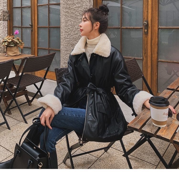 Autumn and Winter New Leather Jacket Women s Fleece Jacket Long Thickened Locomotive Clothing Waist Thin Loose Trendy Black Elastane 2XL чёрный
Autumn and Winter New Leather Jacket Women s Fleece Jacket Long Thickened Locomotive Clothing Waist Thin Loose Trendy Black Elastane 2XL чёрный