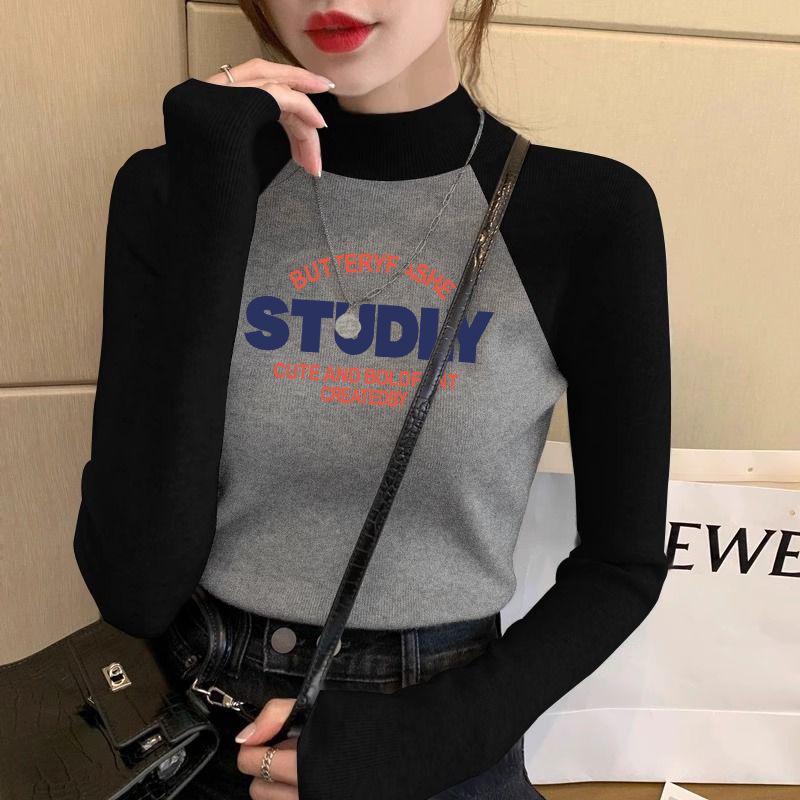 German Velvet Stand-up Collar Raglan Slimming Color Block Long Sleeve T-Shirt for Women M (90-105 jin)
German Velvet Stand-up Collar Raglan Slimming Color Block Long Sleeve T-Shirt for Women M (90-105 jin)