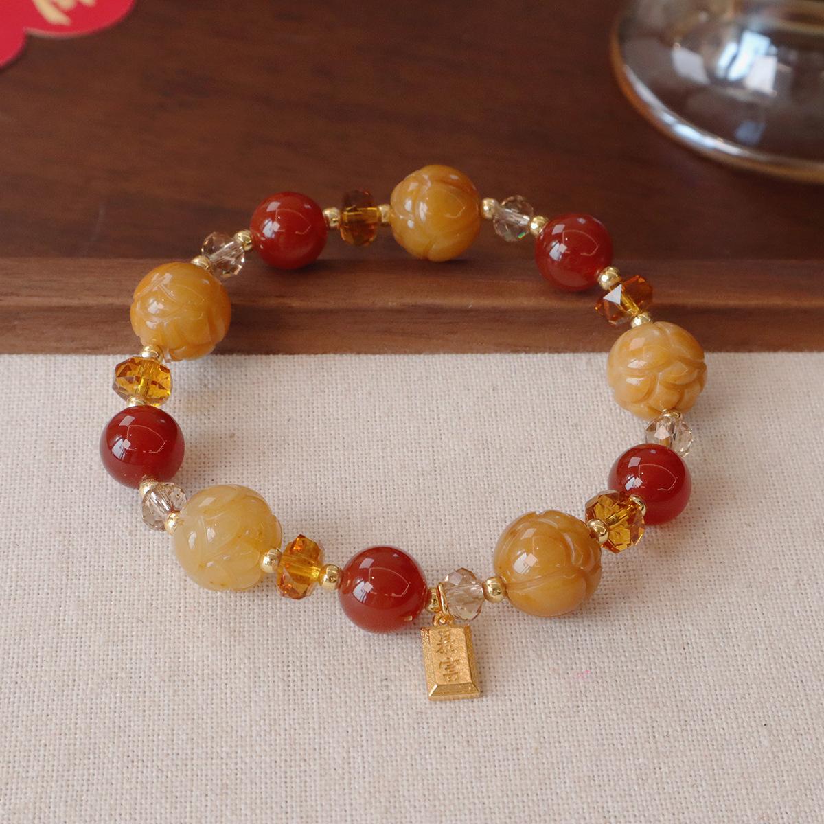 Natural yellow jade lotus bead braceletfashion women daily jewelry gift
Natural yellow jade lotus bead braceletfashion women daily jewelry gift