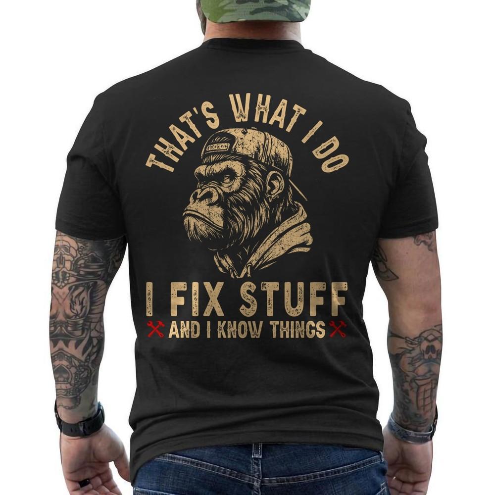 Retro That#039;s What I Do I Fix Stuff and I Know Things Funny Monkey ON BACK Tee Unisex T-Shirt S
Retro That#039;s What I Do I Fix Stuff and I Know Things Funny Monkey ON BACK Tee Unisex T-Shirt S