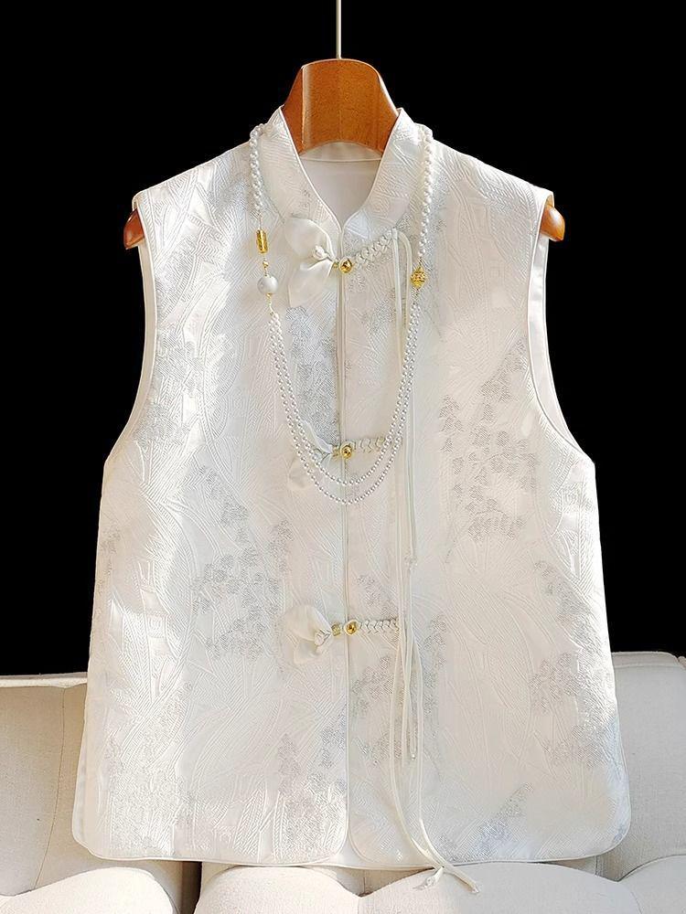 Белый ретро 3D жаккардовый китайский жилет для женщин - Осенне-зимний шик с застежкой-лягушкой. L
Белый ретро 3D жаккардовый китайский жилет для женщин - Осенне-зимний шик с застежкой-лягушкой. L