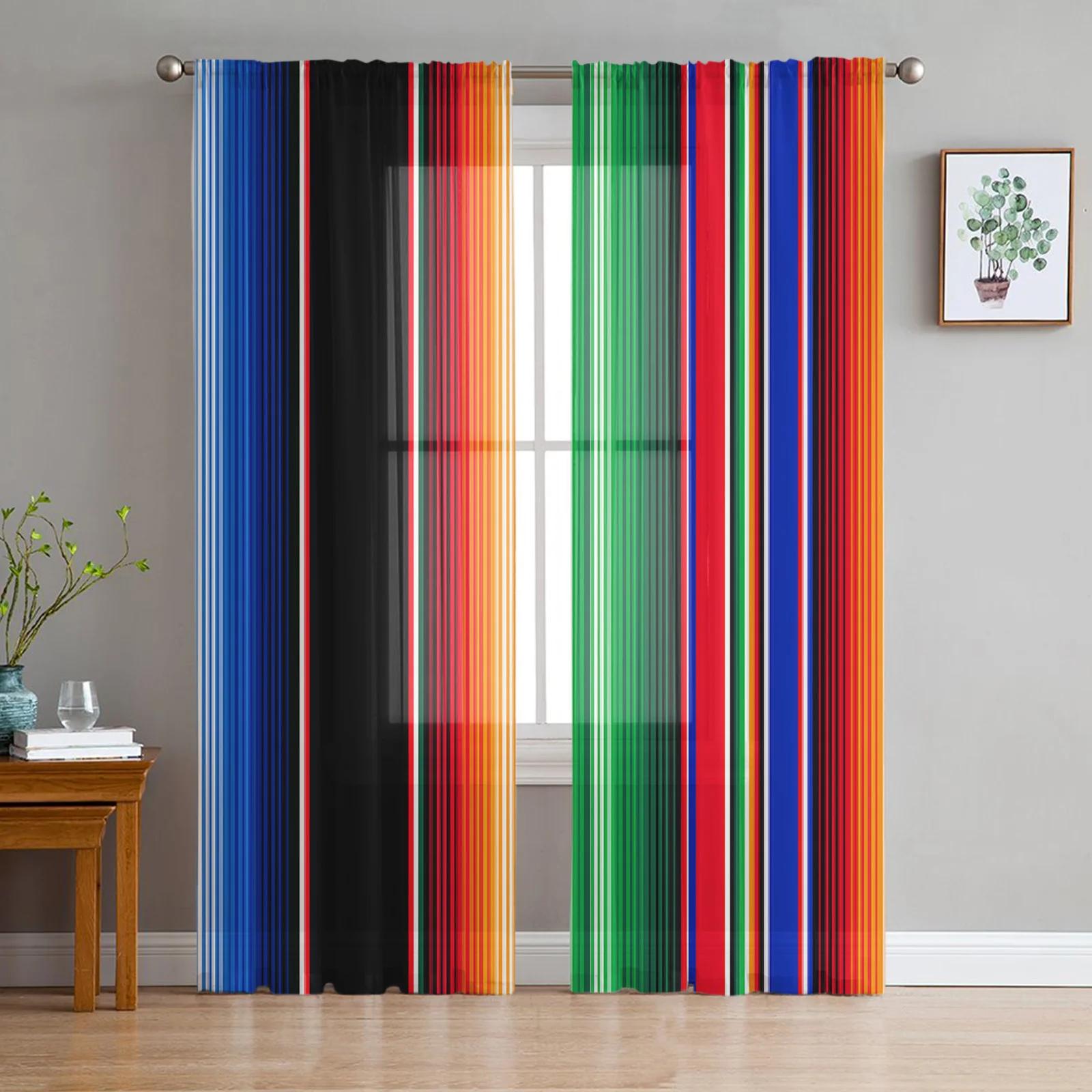 Mexican Stripes Colorful Stripes Translucent Drapes ideal for Living Room Decoration Window Opening Drape Kitchen Area Tulle Voile Organza Curtains W135 x H115cm x1&Grommet Top
Mexican Stripes Colorful Stripes Translucent Drapes ideal for Living Room Decoration Window Opening Drape Kitchen Area Tulle Voile Organza Curtains W135 x H115cm x1&Grommet Top