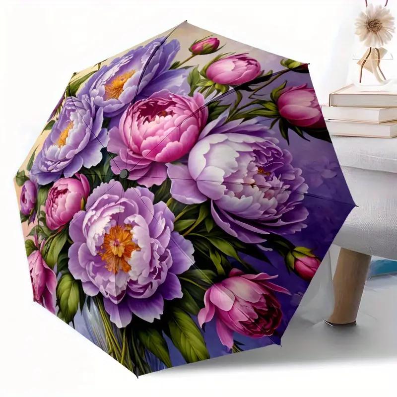 A Gothic-Style Peony Bouquet Art Automatic Folding Umbrella - Features 8 Durable Fabric Panels with a Purple And Pink Peony De Iron&8K
A Gothic-Style Peony Bouquet Art Automatic Folding Umbrella - Features 8 Durable Fabric Panels with a Purple And Pink Peony De Iron&8K