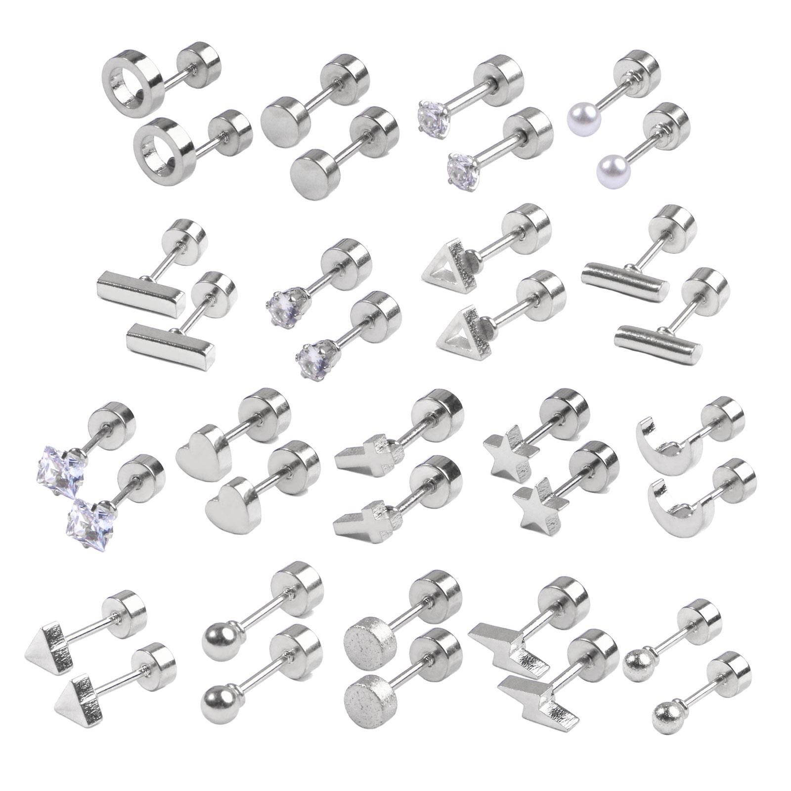 18 Pairs Simple Stainless Steel Stud Earrings for Triangle Heart Star Moon Screwback Flat Back Earrings Geometric Earrin 1
18 Pairs Simple Stainless Steel Stud Earrings for Triangle Heart Star Moon Screwback Flat Back Earrings Geometric Earrin 1