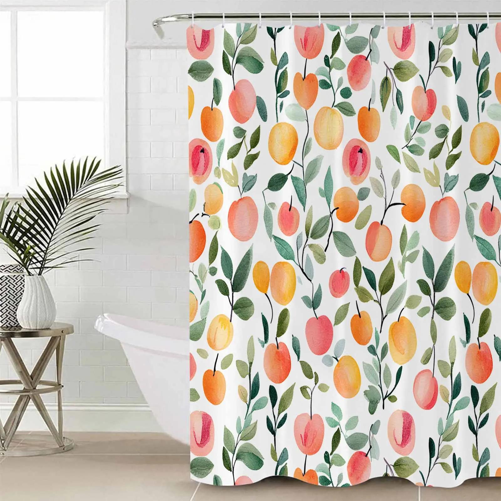Spring Peach Fruit Leaf Shower Curtains Waterproof Bath Curtains Home Decor Modern Luxury Bathroom Curtain W90xH180cm
Spring Peach Fruit Leaf Shower Curtains Waterproof Bath Curtains Home Decor Modern Luxury Bathroom Curtain W90xH180cm