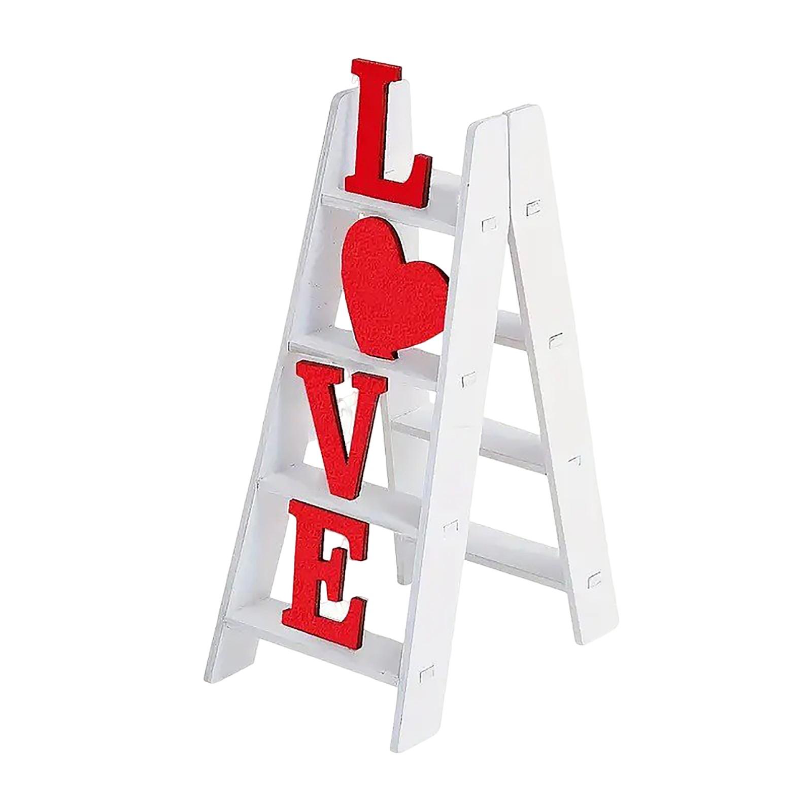 Decorative Freestanding Ladder Shaped Ornament with Letter and Heart Print for Home Office Party Display Shelf Art Decor
Decorative Freestanding Ladder Shaped Ornament with Letter and Heart Print for Home Office Party Display Shelf Art Decor