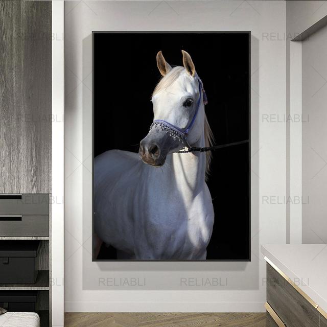 Саудовская классическая настенная живопись с животными, абстрактная лошадь, холст, постер и принт, роскошные настенные панно для гостиной, домашний декор, без рамки 21*30cm